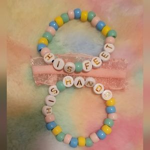 Faith Stretch Candy Bracelet His Hands His Feet  Pony Beads Kandi